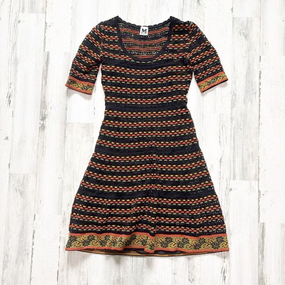 M MISSONI Scalloped crochet-knit wool-blend mini dress Sz 40